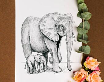 Mother's Love Series 8x10 Print - Elephants & FREE Shipping