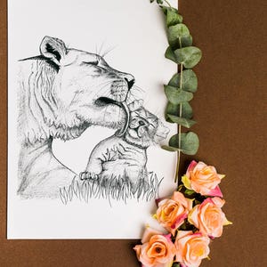 Mother&#39;s Love Series 8x10 Print - Lion & FREE Shipping
