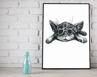 Cat - Animals with Glasses Series 8x10 & Free Shipping
