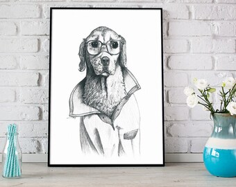 Dog - Animals with Glasses Series 8x10 & Free Shipping