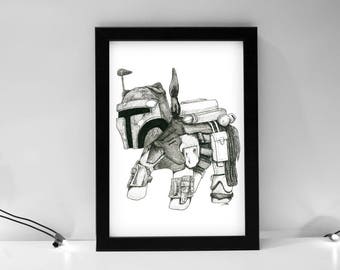 Mandalorian 4 Legs - Star Wars Pets Series - Print & FREE Shipping