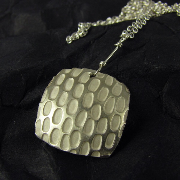 Large Square Silver Pixel Pendant