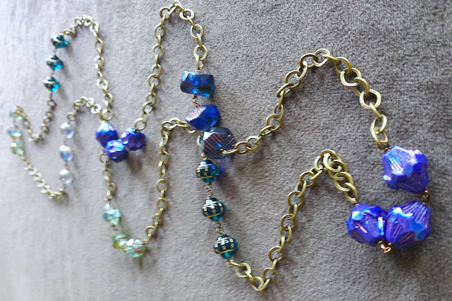 Shades of Blue Long Necklace Etsy