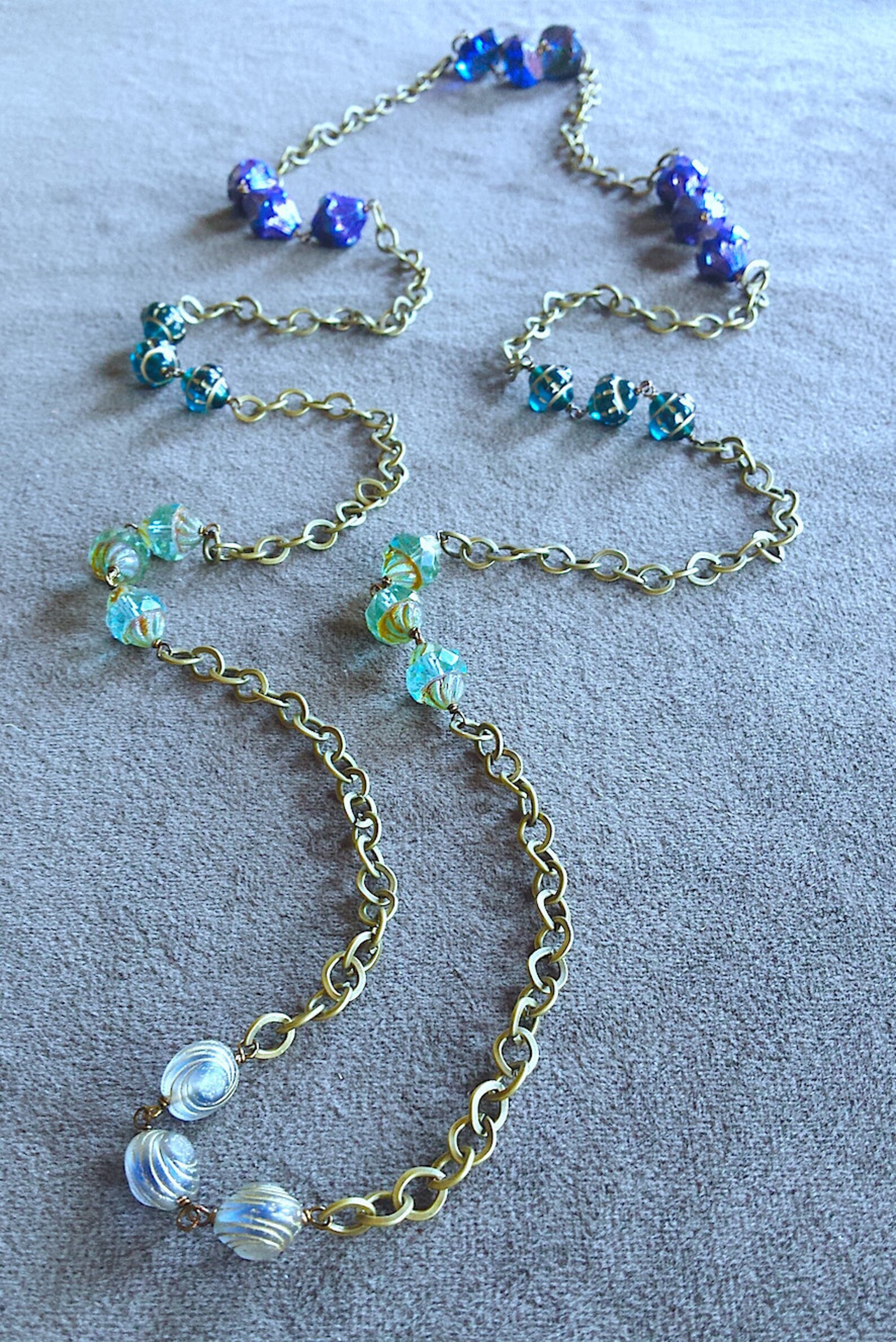 Shades of Blue Long Necklace Etsy