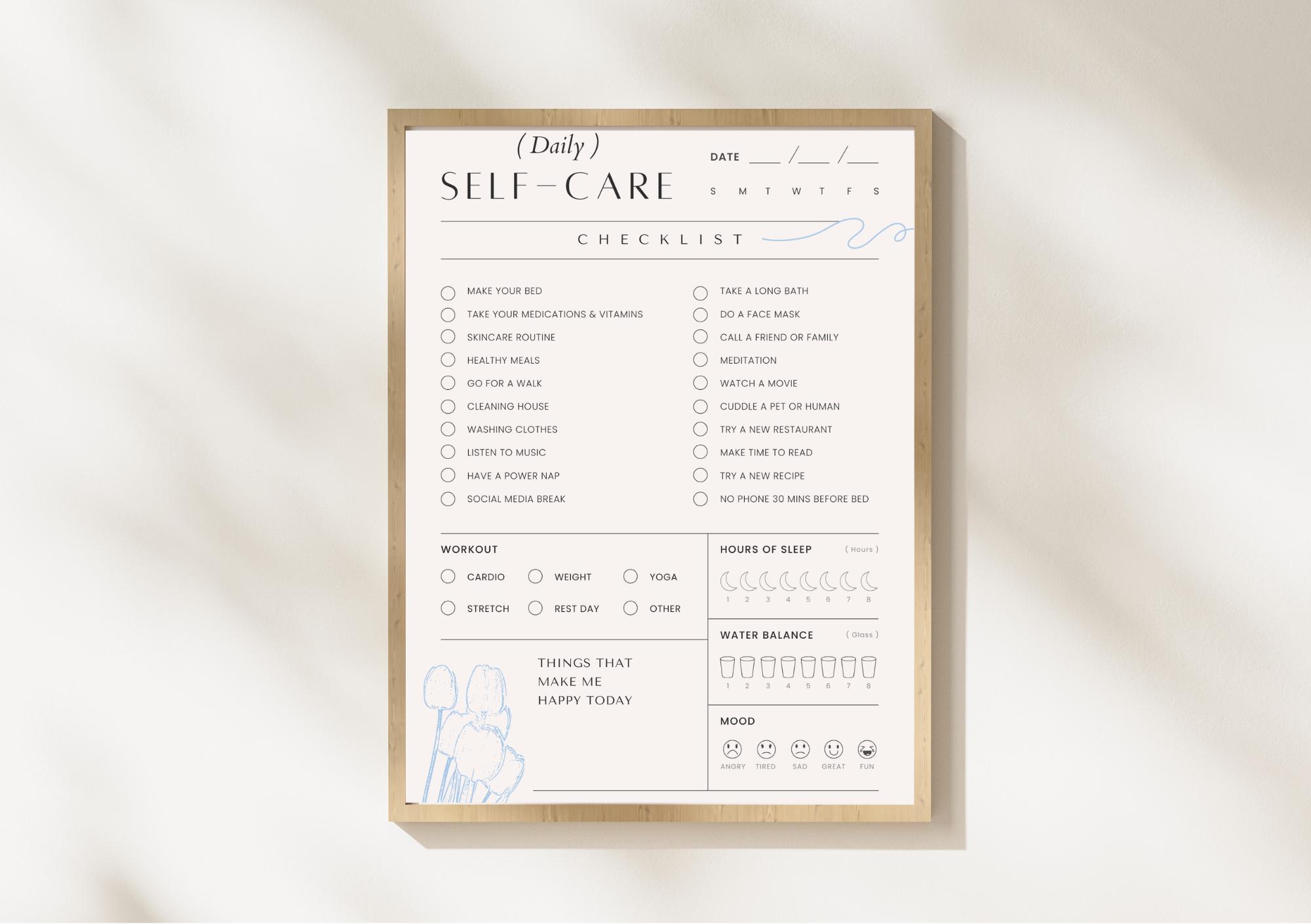 Daily Self-care Planner Printable | Minimalist Wellness Checklist ...