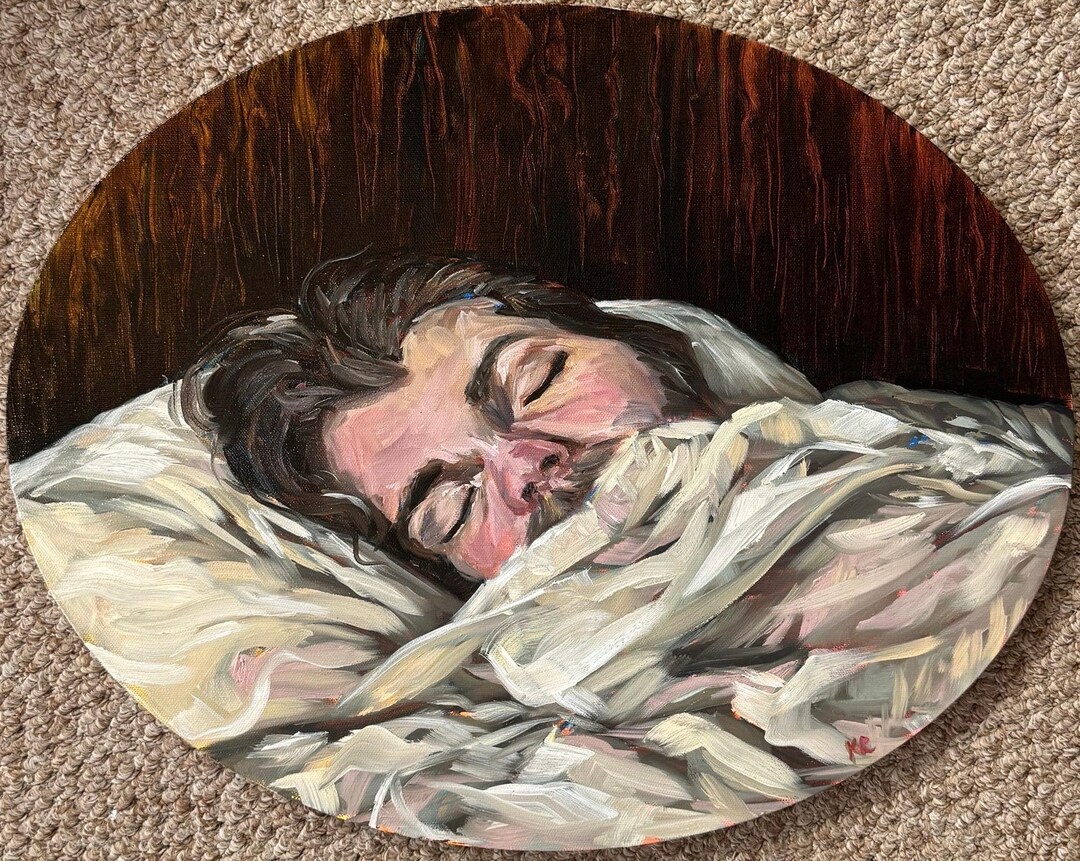 Sleepy Boyfriend My Baby Oil Painting: 16x20in Portrait Artwork - Etsy