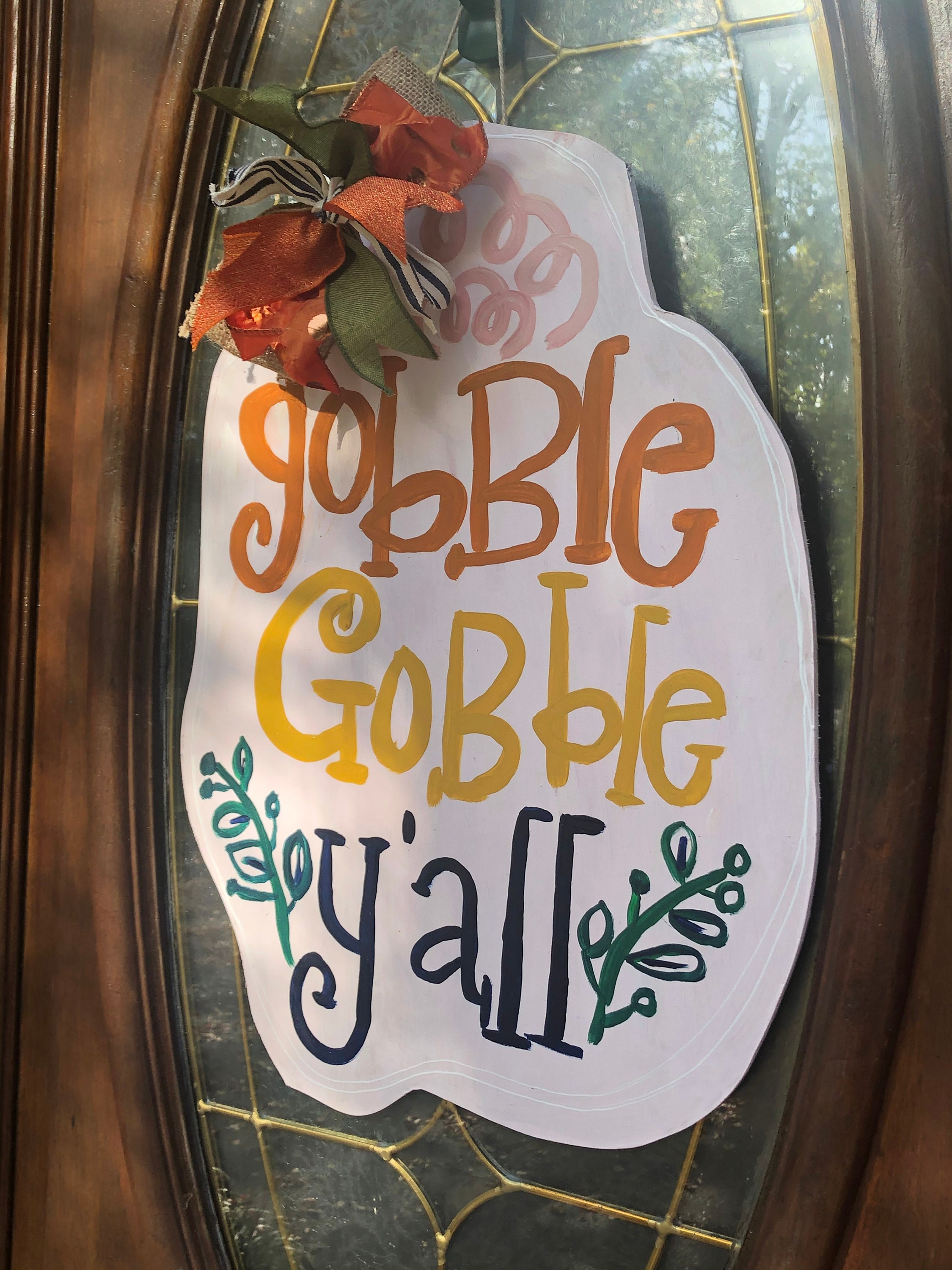 GOBBLE GOBBLE YALL Whimsical large Door Hanger