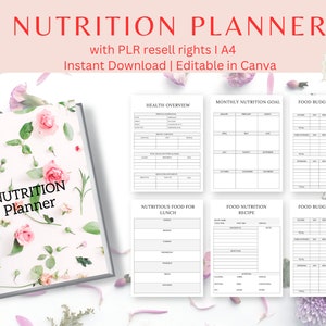 Nutrition planner, Canva template, meal planner editable Canva template, done for you journal, commercial use resell right