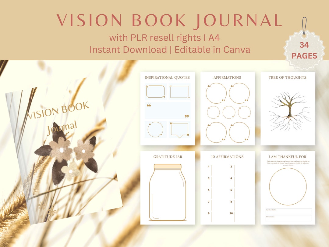 Vision Book Journal - Printable Canva Templates With MRR (digital ...