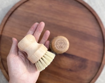 Cepillo para platos de sisal natural / Cepillo de cocina ecológico / Limpieza sin plástico / Mango de madera