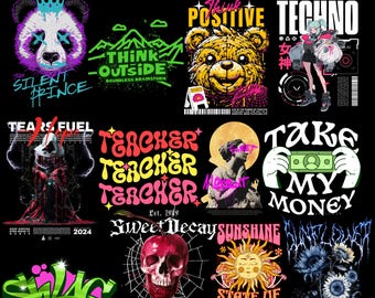 Streetwear T-Shirt Design Bundle | Hip Hop, Pop Culture (PNG)