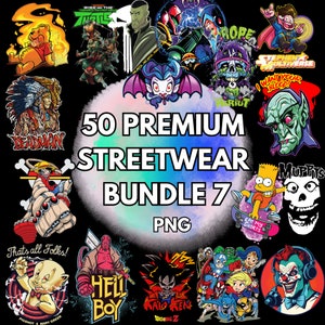 50+ Bundle 7  Streetwear T-Shirt Design Mega Bundle High-Quality PNG and Logo Styles Featuring Premium Content and Unlimited Lifetime Access