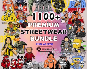 1100+ Streetwear & Anime T-Shirt Designs, PNG Logos (Digital Download)