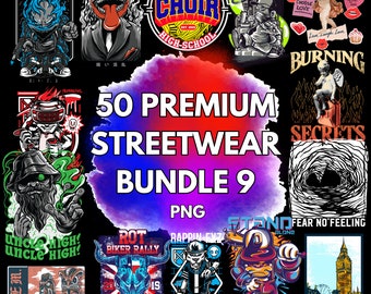Streetwear T-Shirt Design Mega Bundle, 50+ PNG Graphics