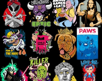 Streetwear T-Shirt Design Bundle, Hip Hop Pop Culture Graphics (PNG, AI)