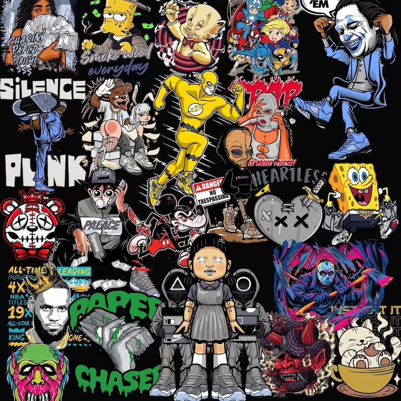 Mais de 1100 designs de camisetas streetwear e anime, logotipos em PNG (download digital) imagem 4