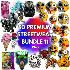 50+ Bundle 11 Streetwear T-Shirt Design Mega Bundle High-Quality PNG and Logo Styles Featuring Premium Content and Unlimited Lifetime Access