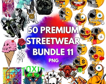 50+ Streetwear T-Shirt Designs Mega Bundle (PNG)