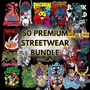 50+ Bundle 1 Streetwear T-Shirt Design Mega Bundle High-Quality PNG and Logo Styles Featuring Premium Content and Unlimited Lifetime Access