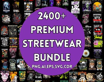 2400+ Streetwear & Anime T-Shirt Designs Mega Bundle (PNG, Logo Styles)