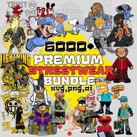 6000+ Streetwear & Anime T-Shirt Designs, PNG Logo Bundle (Digital Download)