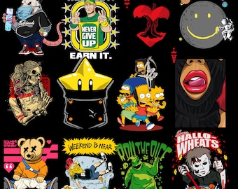 130 New Streetwear T-Shirt Designs, Hip Hop Pop Culture (PNG, AI)