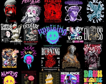 100 Streetwear T-Shirt Designs | Hip Hop PNG Bundle (Digital Download)