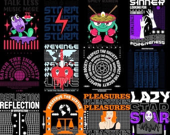 Streetwear T-Shirt Designs Bundle | Hip Hop PNG Graphics (POD)