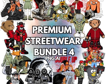 Streetwear T-Shirt Designs Mega Bundle, High-Quality PNG (50+)
