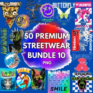 50+ Bundle 10 Streetwear T-Shirt Design Mega Bundle High-Quality PNG and Logo Styles Featuring Premium Content and Unlimited Lifetime Access