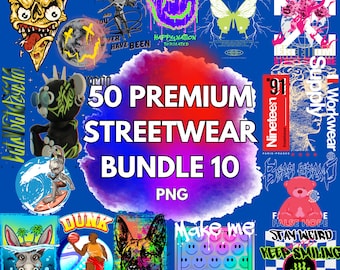50+ Streetwear T-Shirt Designs Mega Bundle (PNG)
