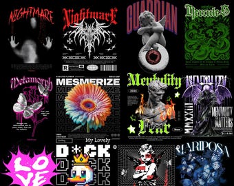 Streetwear T-Shirt Design Bundle | Hip Hop PNG Graphics (POD)