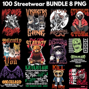 100 Latest Streetwear Bundle 8 |PNG| Tshirt Bundle | T-Shirt Print Design | Hip Hop T-Shirt | Pop Culture | T-Shirt Pod Design