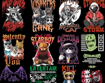 Streetwear T-Shirt Designs | Hip Hop PNG Graphics Bundle