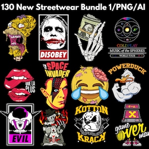 130 New Streetwear Bundle 1 PNG,AI Tshirt Bundle | T-Shirt Print Design | Hip Hop T-Shirt | Pop Culture | T-Shirt Pod Design