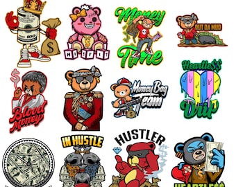 Money Bear Streetwear PNG Bundle | Urban Fashion Designs (Instant Download)