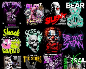 Streetwear T-Shirt Designs | Hip Hop PNG Graphics Bundle (POD)