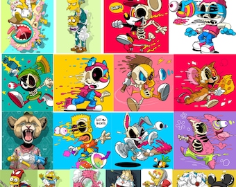 Cartoon Streetwear Design Bundle | AI, PNG T-Shirt Graphics