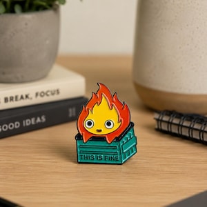 Calcifer Dumpster Fire Pin- 1.5" Lapel Companion