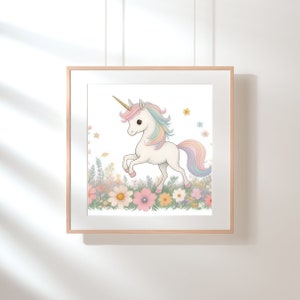 Art mural licorne, impression de licorne magique, art mural pour chambre d&#39;enfant de conte de fées, art mural pour chambre d&#39;enfant, idée cadeau pour baby shower, anniversaire d&#39;enfant
