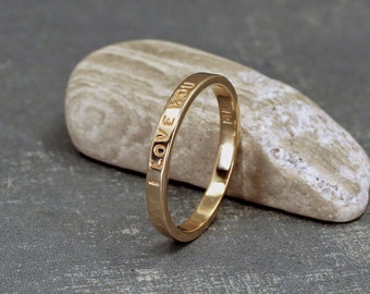 I love you ring, solid 14k gold, size 5, ready to ship