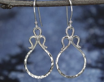 Hammered silver earrings, handmade jewelry
