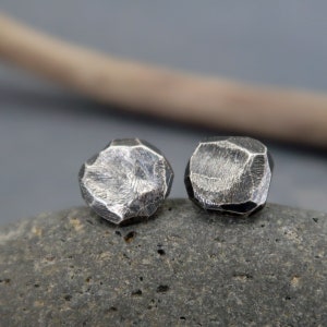 Rustic silver studs - sterling silver