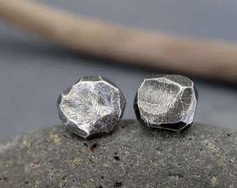 Rustic silver studs - sterling silver