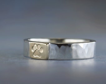 Paw print ring, dog mom gift, cat lover gift, personalized, 5mm wide