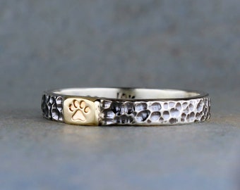 Paw print ring, dog mom gift, cat lover gift, stackable ring