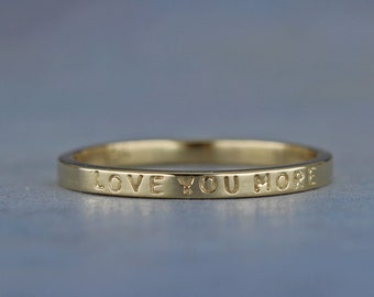 Engraved gold ring, personalized gold ring, solid 14k or 10k gold, custom gold band, 2mm, gold poesy ring, keepsake gold, custom gold ring,