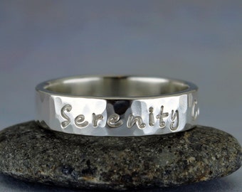 Serenity Courage Wisdom ring, inspirational sterling silver ring, 5mm wide