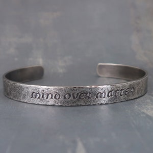 Mind over matter bracelet, Personalized guy gift, Sterling silver cuff bracelet for him