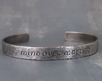 Mind over matter bracelet, Personalized guy gift, Sterling silver cuff bracelet for him